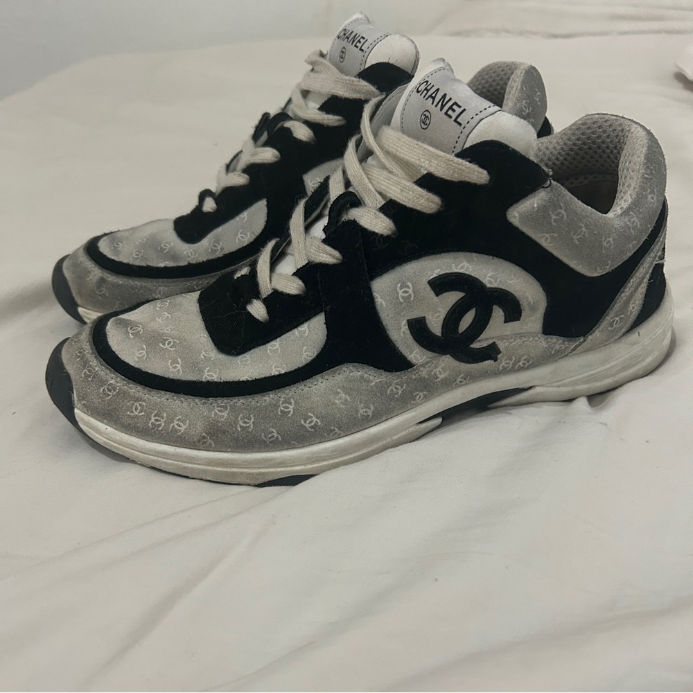 CHANEL Monogram Black and Gray Athletic Shoes